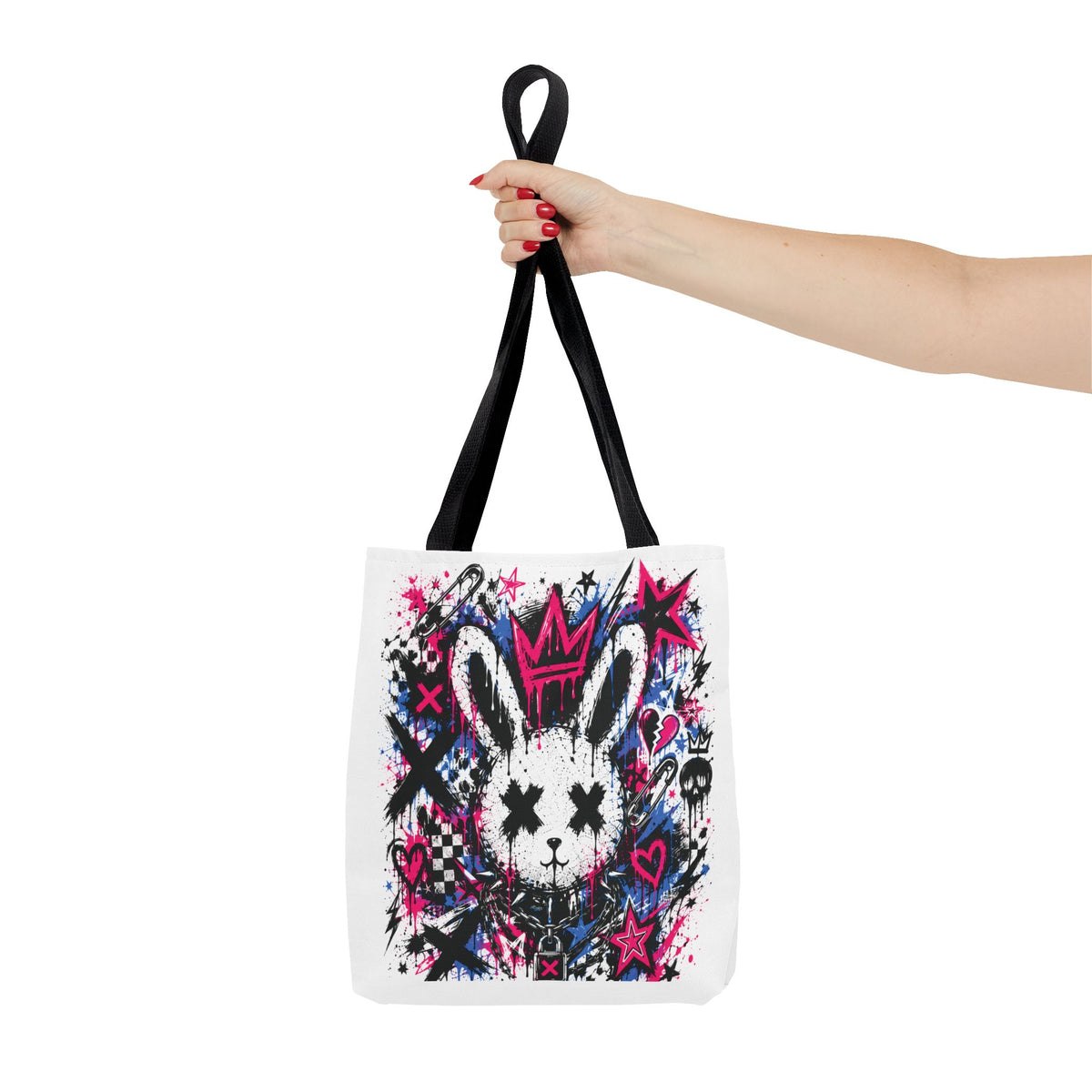 Punk Bunny Tote Bag | Premium Harajuku Streetwear Bag | Graffiti Rabbit Aesthetic | Cool Living Club