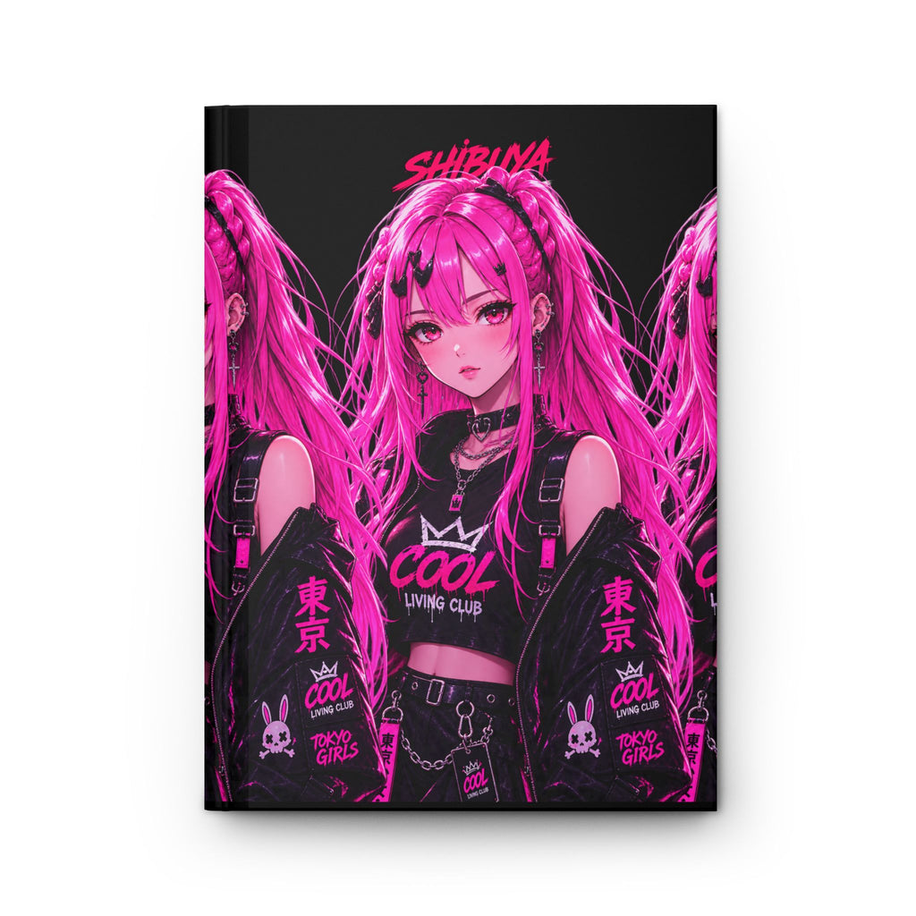 SHIBUYA Tokyo Girls Hardcover Journal | Pink Cyberpunk Anime Notebook | Japanese Streetwear Diary | Kawaii Gothic Journal | Cool Living Club