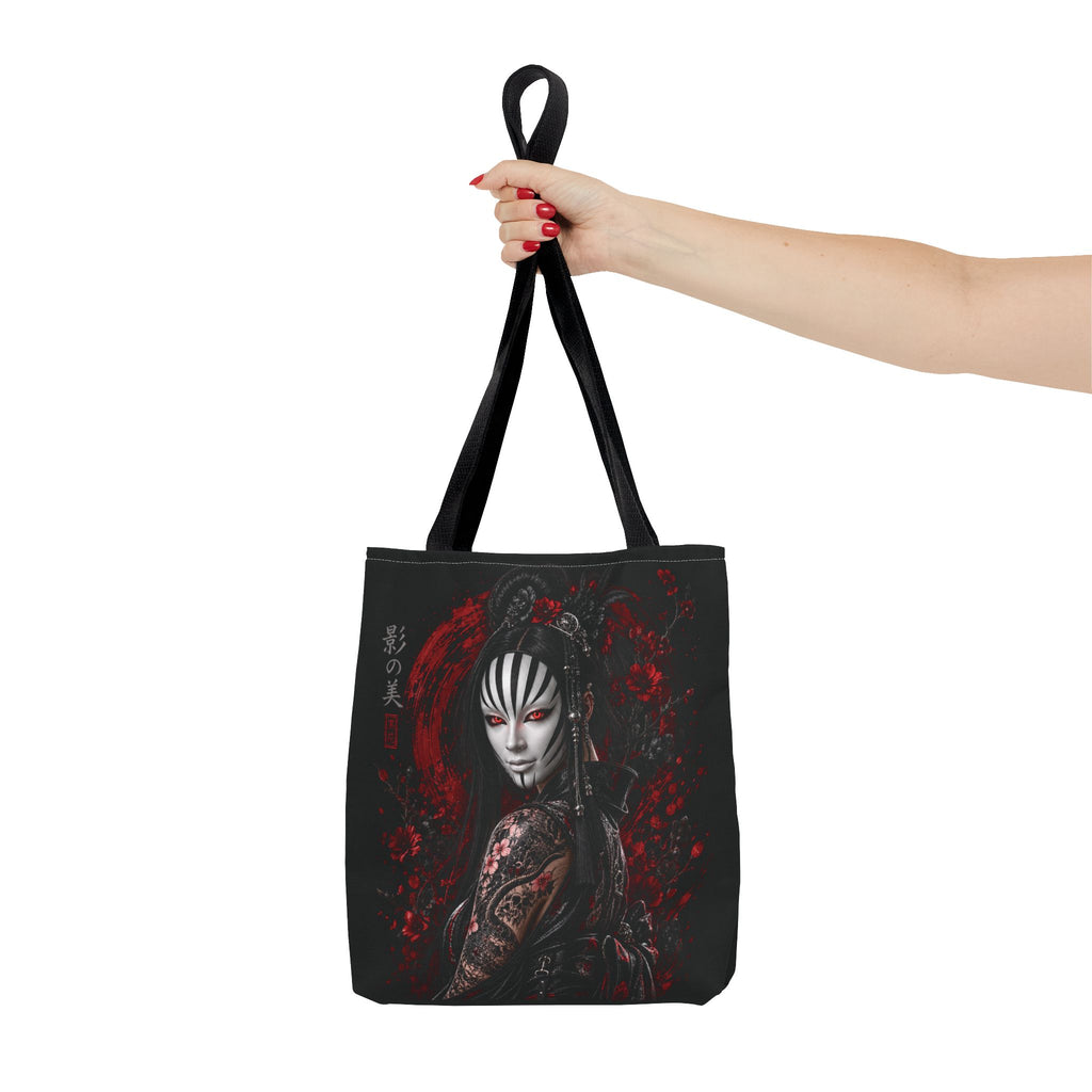 Tokyo Shadows Mask Tote Bag | Japanese Gothic All-Over Print Bag | Premium Streetwear Tote | Cool Living Club