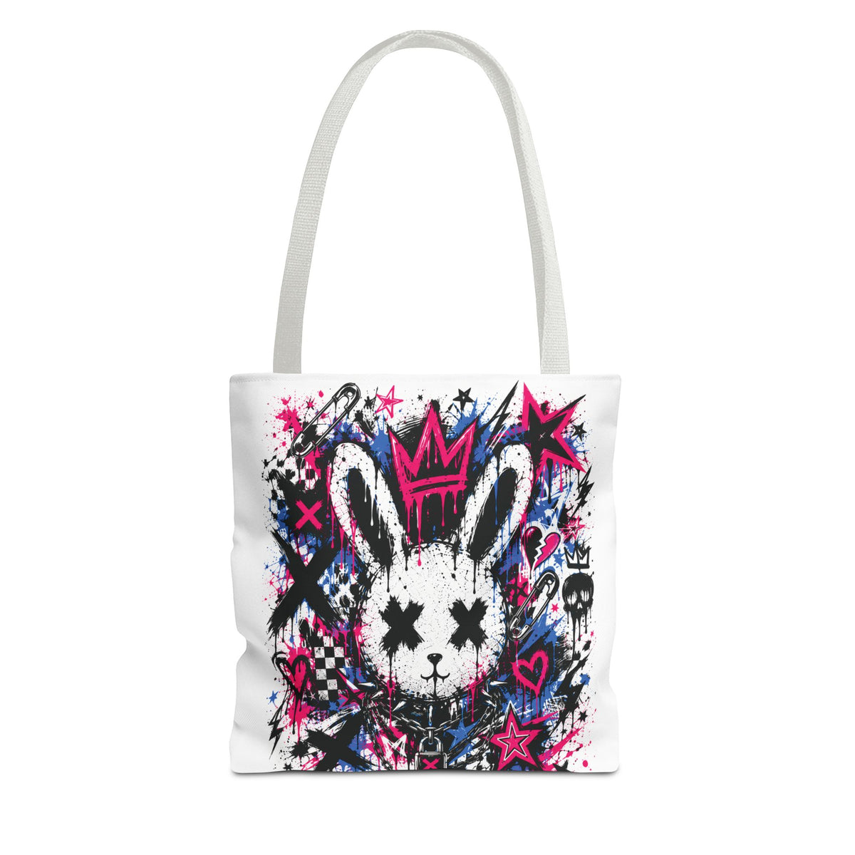 Punk Bunny Tote Bag | Premium Harajuku Streetwear Bag | Graffiti Rabbit Aesthetic | Cool Living Club