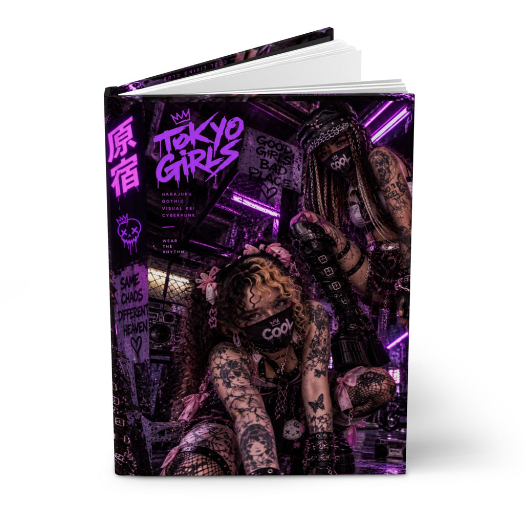 TOKYO GIRLS Gothic Cyberpunk Journal – Harajuku Visual Kei Hardcover Notebook | Alternative Japanese Streetwear Diary | Cool Living Club