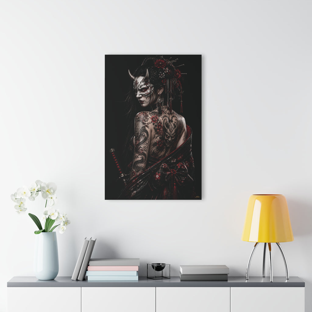 TOKYO GIRLS – Shadow Empress | Premium Acrylic Print | Japanese Gothic Wall Art | Tattoo Geisha Decor | Dark Fantasy Anime Artwork