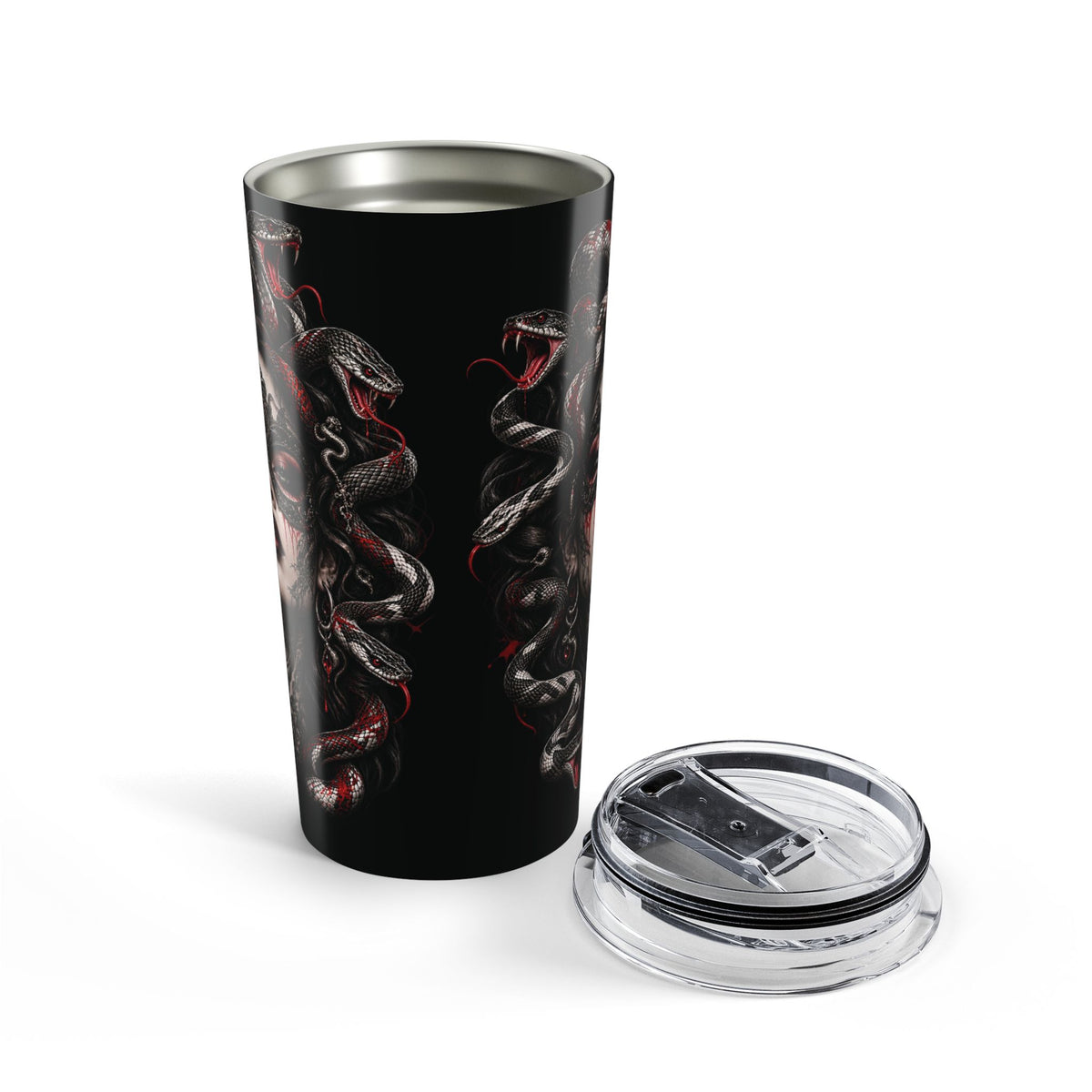 MEDUSA NOIR – Serpent Queen | 20oz Stainless Steel Tumbler | Gothic Snake Travel Mug | Dark Fantasy Coffee Cup | Horror Drinkware | Premium Insulated Cup | Cool Living Club