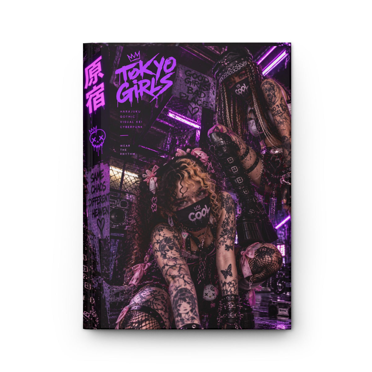 TOKYO GIRLS Gothic Cyberpunk Journal – Harajuku Visual Kei Hardcover Notebook | Alternative Japanese Streetwear Diary | Cool Living Club