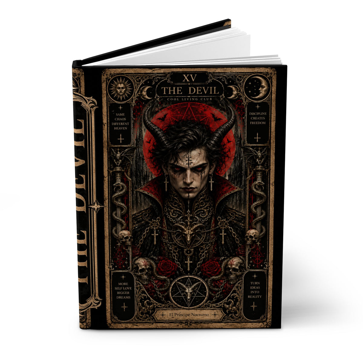 THE DEVIL XV Gothic Tarot Journal | Dark Occult Hardcover Notebook | Witchy Dark Academia Diary | Alternative Gothic Gift | Cool Living Club