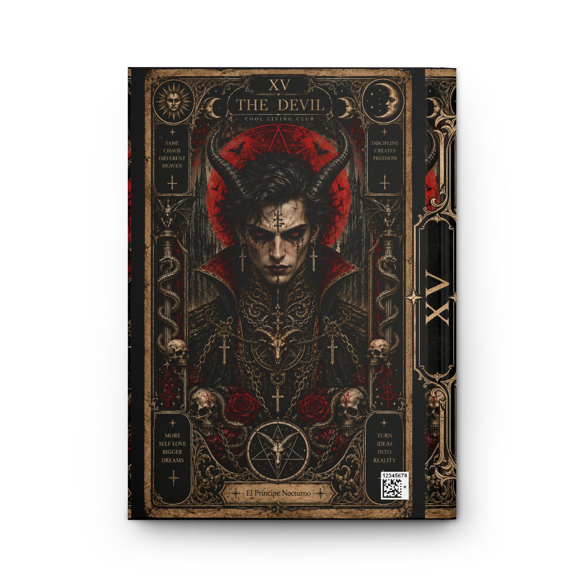 THE DEVIL XV Gothic Tarot Journal | Dark Occult Hardcover Notebook | Witchy Dark Academia Diary | Alternative Gothic Gift | Cool Living Club