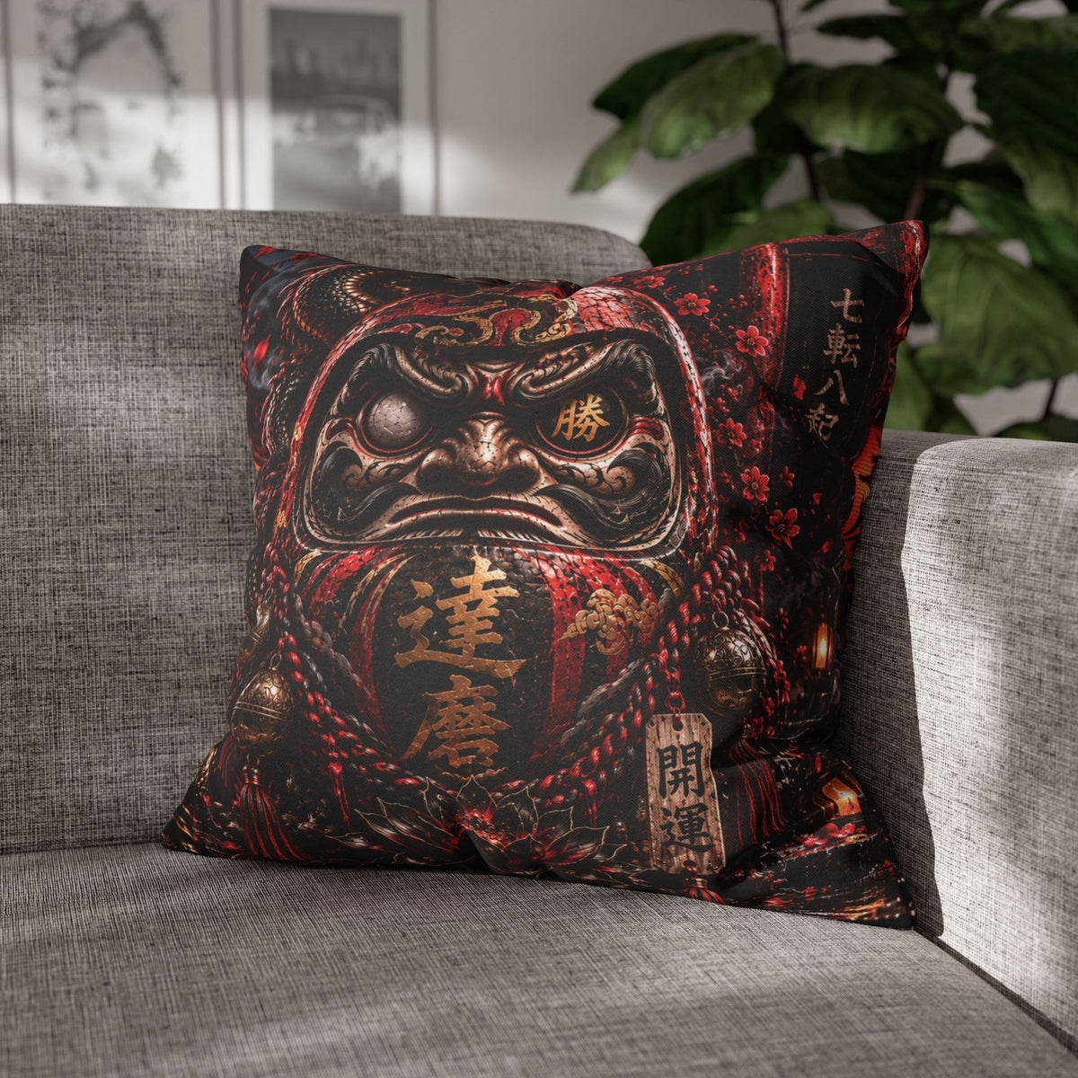 DARK DARUMA – Japanese Dragon | Throw Pillow