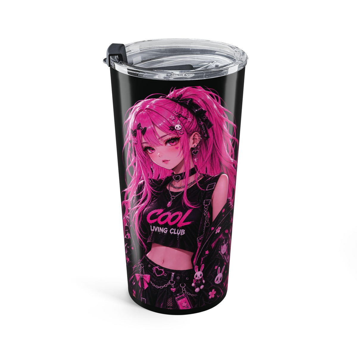 SHIBUYA NEON – Neon Riot | White 20oz Insulated Tumbler | Tokyo Anime Cup | Cool Living Club