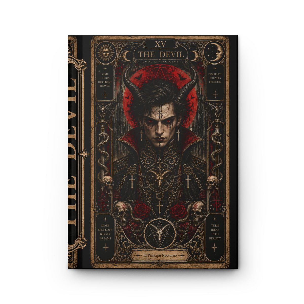 THE DEVIL XV Gothic Tarot Journal | Dark Occult Hardcover Notebook | Witchy Dark Academia Diary | Alternative Gothic Gift | Cool Living Club