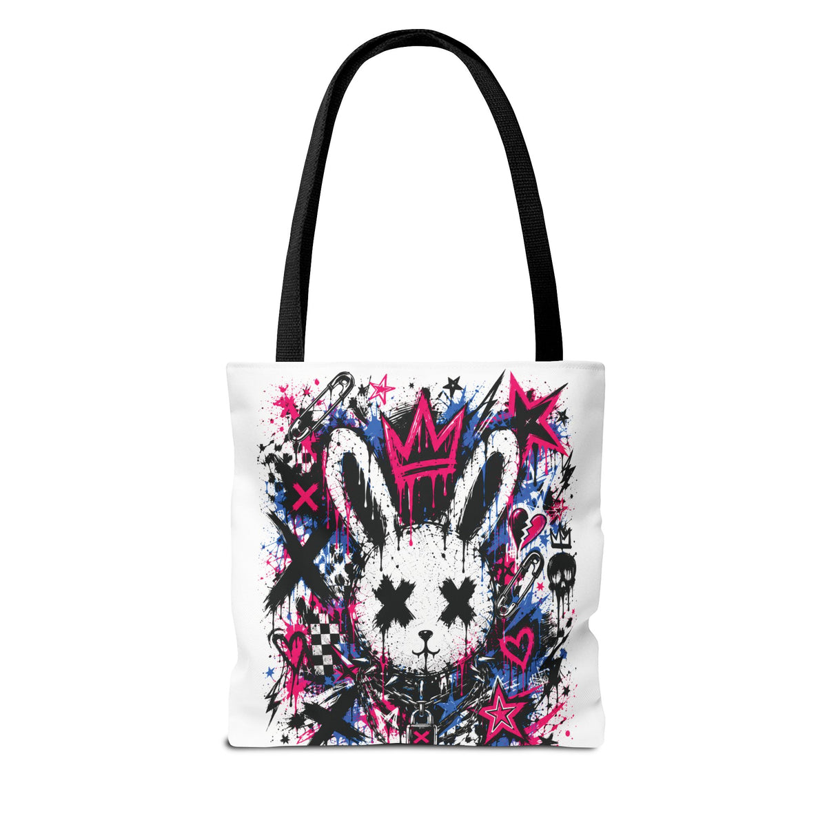 Punk Bunny Tote Bag | Premium Harajuku Streetwear Bag | Graffiti Rabbit Aesthetic | Cool Living Club