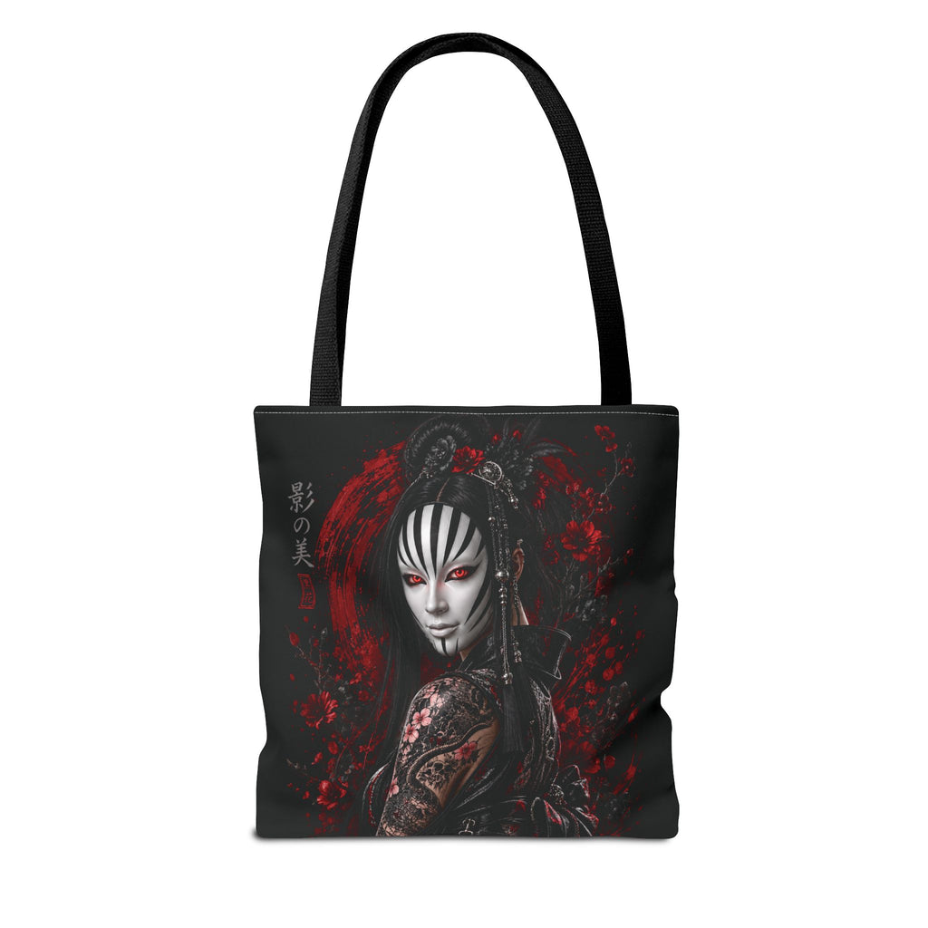 Tokyo Shadows Mask Tote Bag | Japanese Gothic All-Over Print Bag | Premium Streetwear Tote | Cool Living Club
