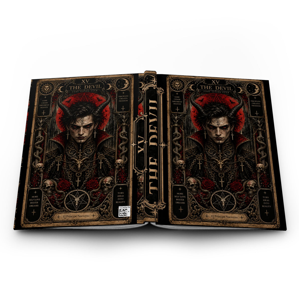 THE DEVIL XV Gothic Tarot Journal | Dark Occult Hardcover Notebook | Witchy Dark Academia Diary | Alternative Gothic Gift | Cool Living Club