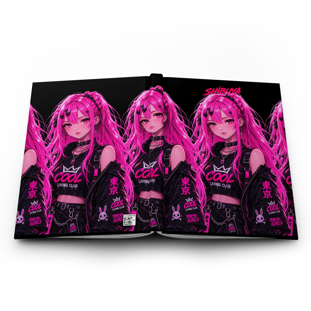 SHIBUYA Tokyo Girls Hardcover Journal | Pink Cyberpunk Anime Notebook | Japanese Streetwear Diary | Kawaii Gothic Journal | Cool Living Club