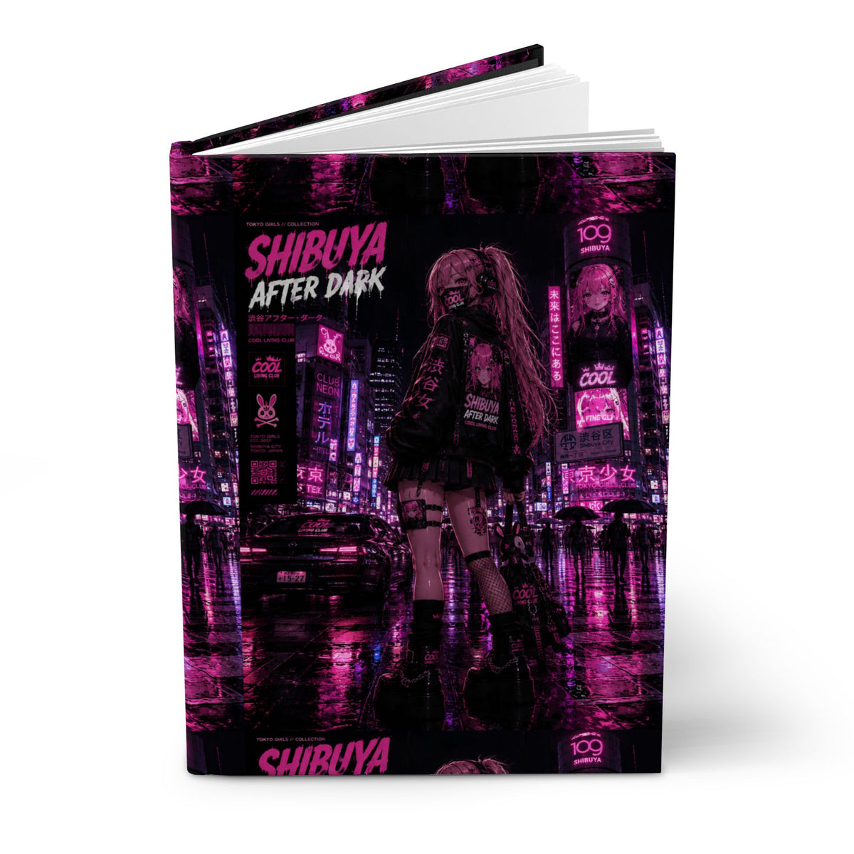 SHIBUYA AFTER DARK Hardcover Journal | Cyberpunk Tokyo Notebook | Japanese Streetwear Diary | Neon Gothic Journal | Cool Living Club