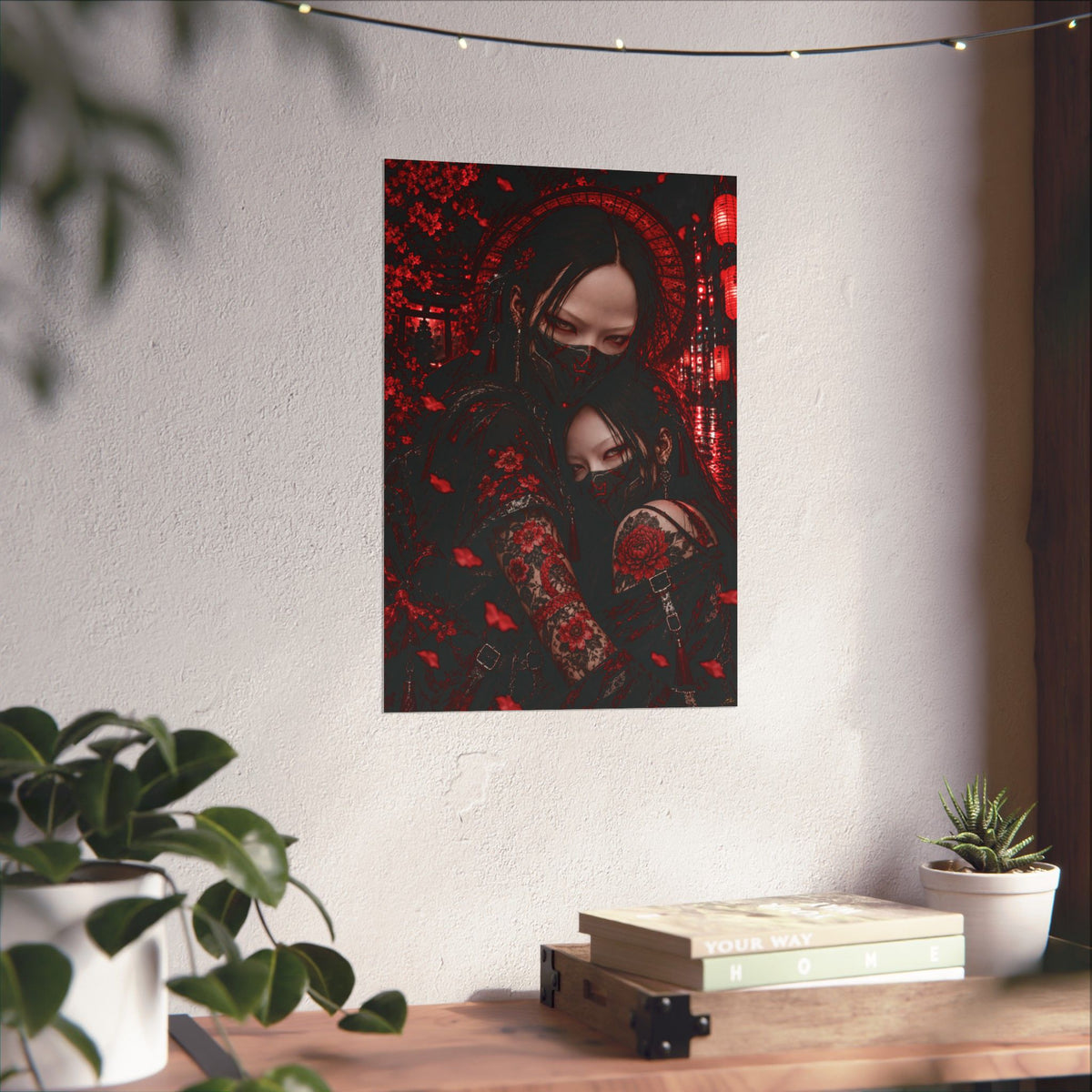 TOKYO GIRLS – Crimson Bond Matte Poster | Japanese Gothic Wall Art | Dark Anime Decor