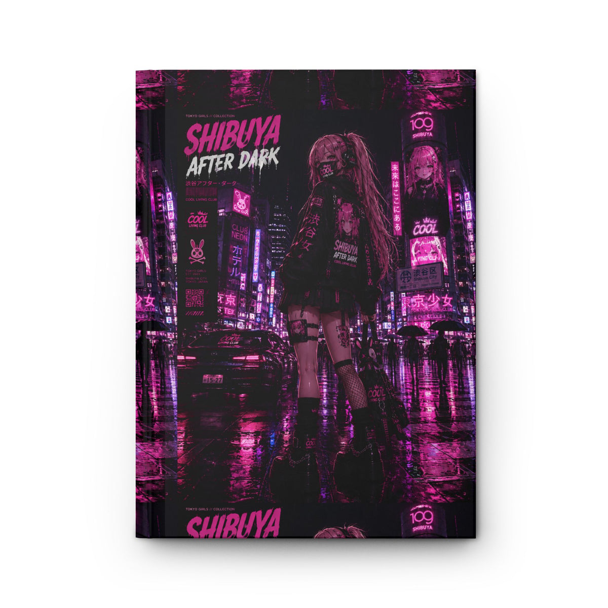 SHIBUYA AFTER DARK Hardcover Journal | Cyberpunk Tokyo Notebook | Japanese Streetwear Diary | Neon Gothic Journal | Cool Living Club