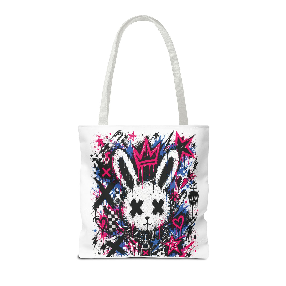 Punk Bunny Tote Bag | Premium Harajuku Streetwear Bag | Graffiti Rabbit Aesthetic | Cool Living Club