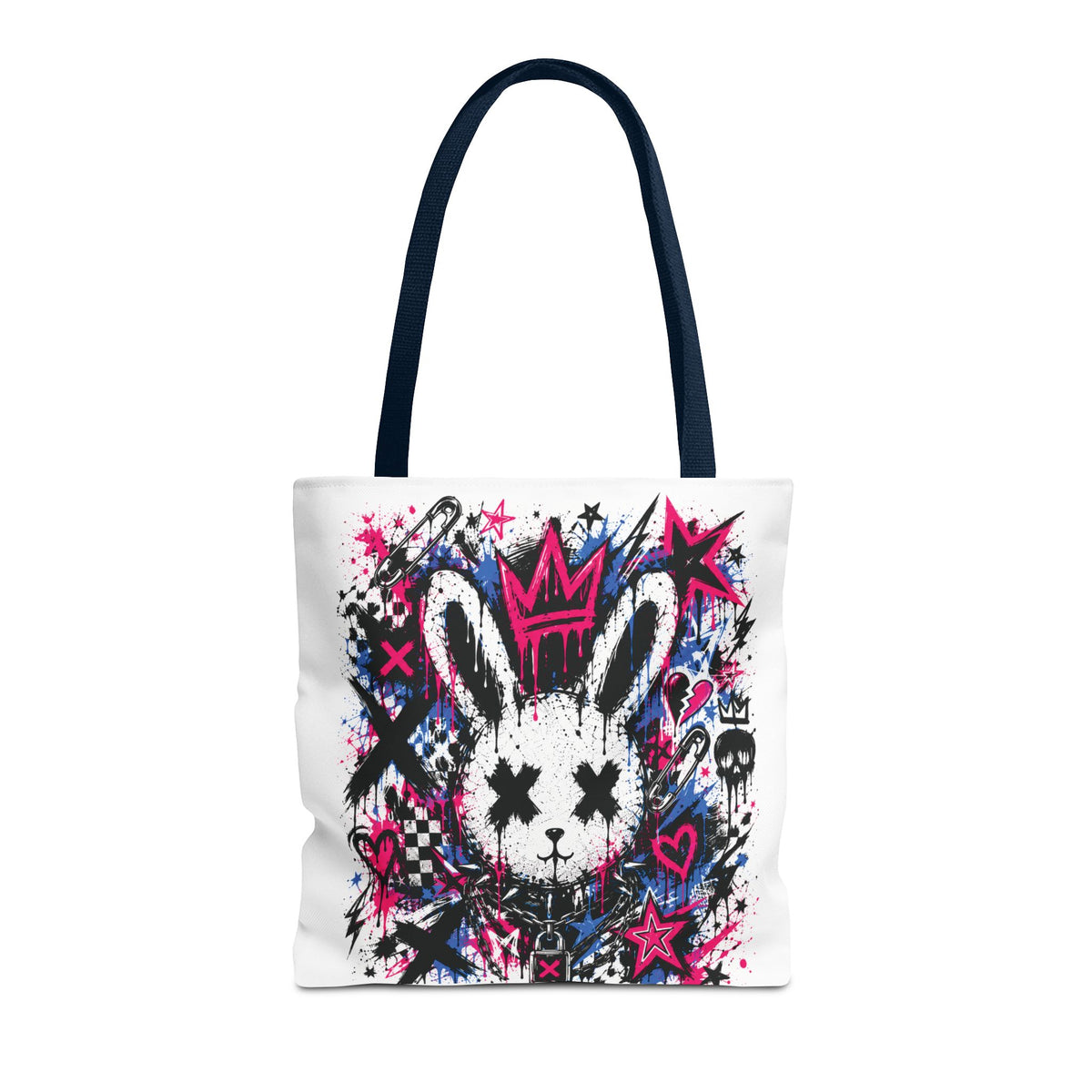 Punk Bunny Tote Bag | Premium Harajuku Streetwear Bag | Graffiti Rabbit Aesthetic | Cool Living Club