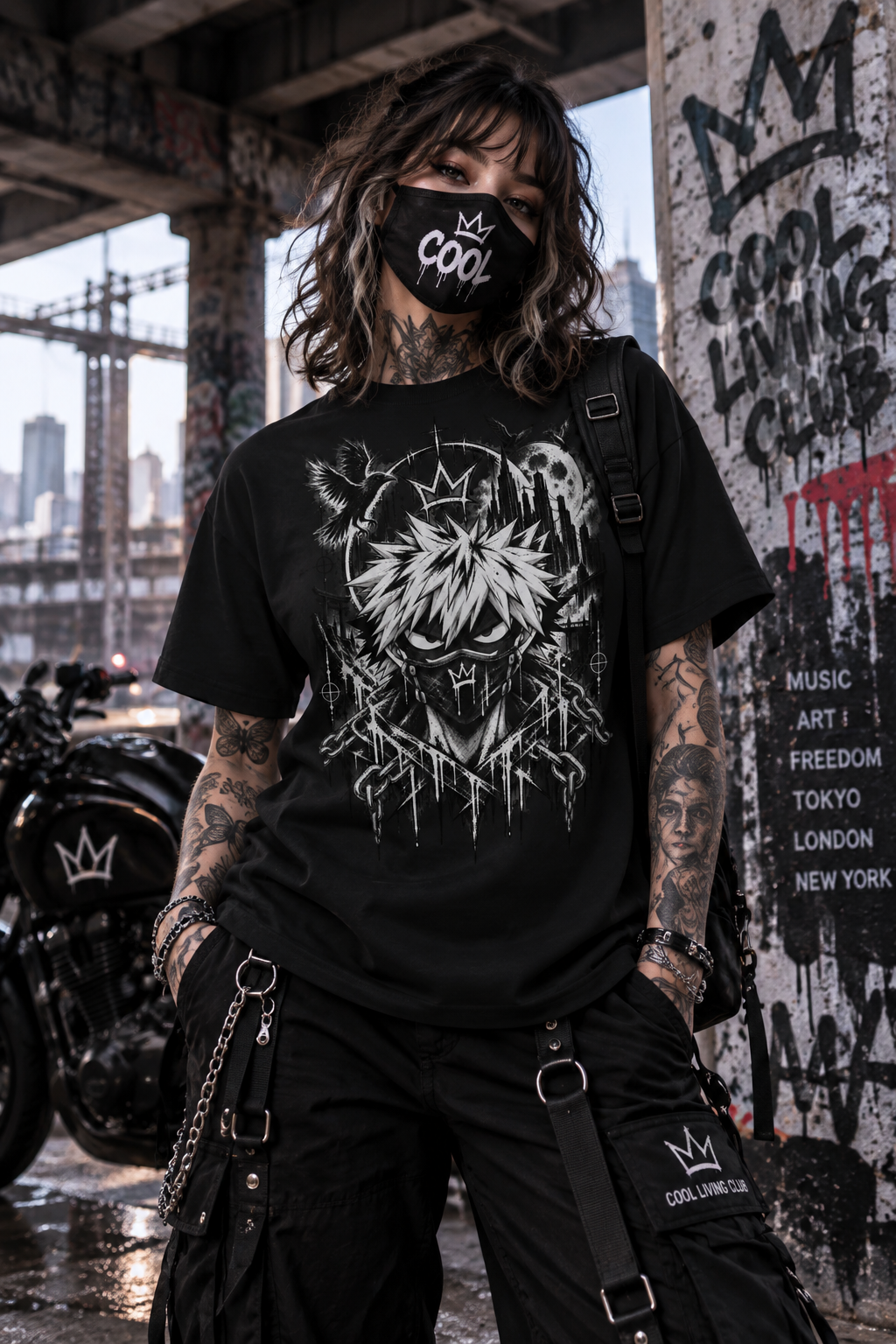 Explosive Shadow Mask | Cyberpunk T-Shirt