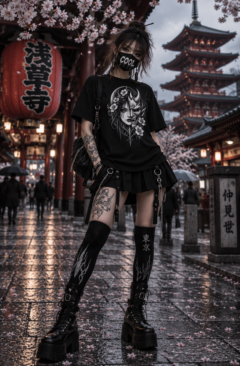 DARK REFLECTIONS – Moon Oni Empress | Japanese Gothic T-Shirt