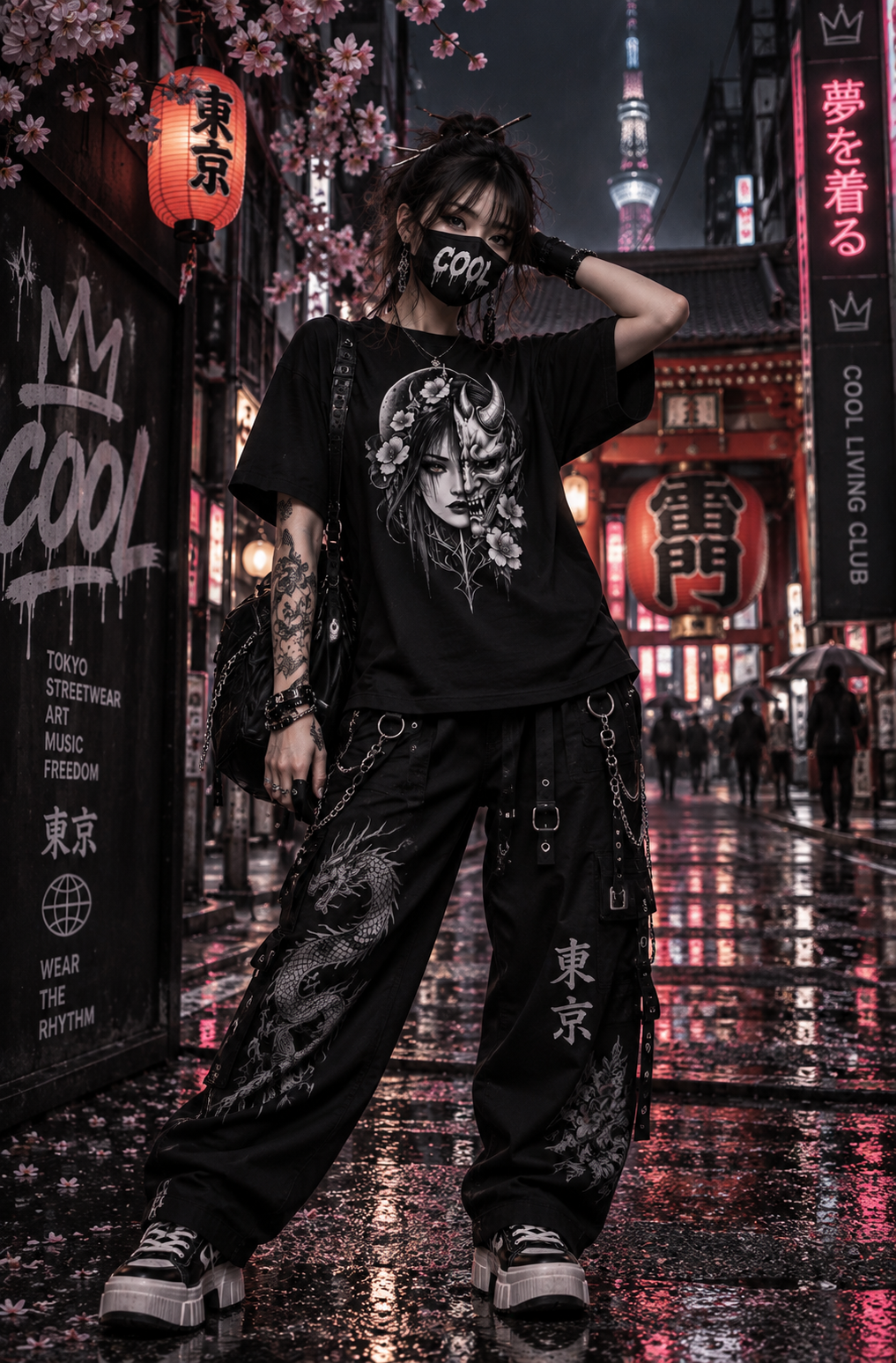 DARK REFLECTIONS – Moon Oni Empress | Japanese Gothic T-Shirt