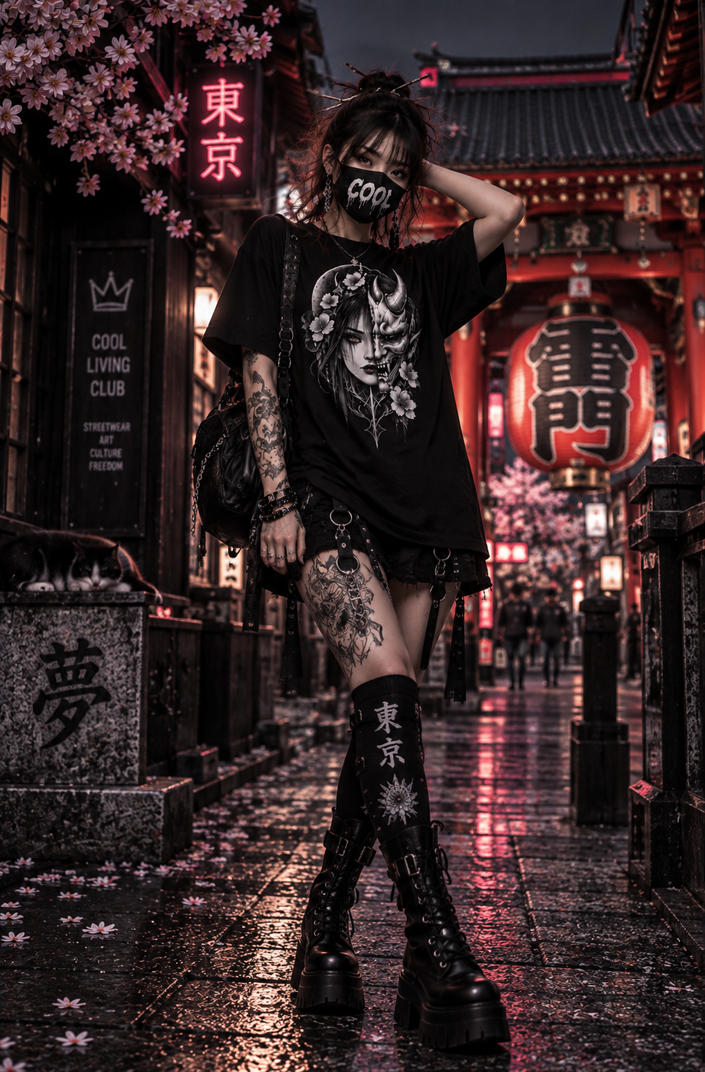 DARK REFLECTIONS – Moon Oni Empress | Japanese Gothic T-Shirt