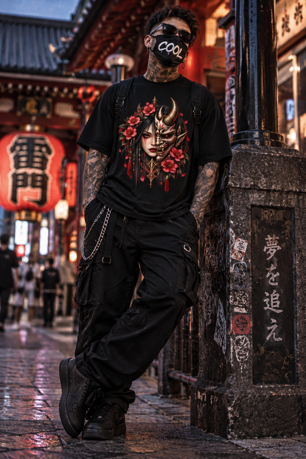 DARK REFLECTIONS – Crimson Oni | Japanese Gothic T-Shirt