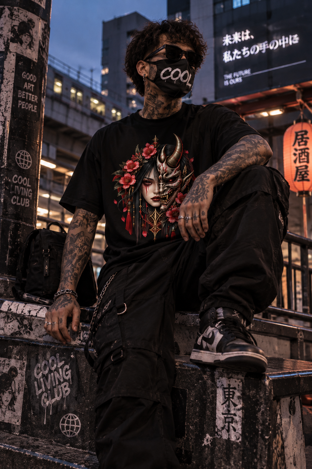 DARK REFLECTIONS – Crimson Oni | Japanese Gothic T-Shirt