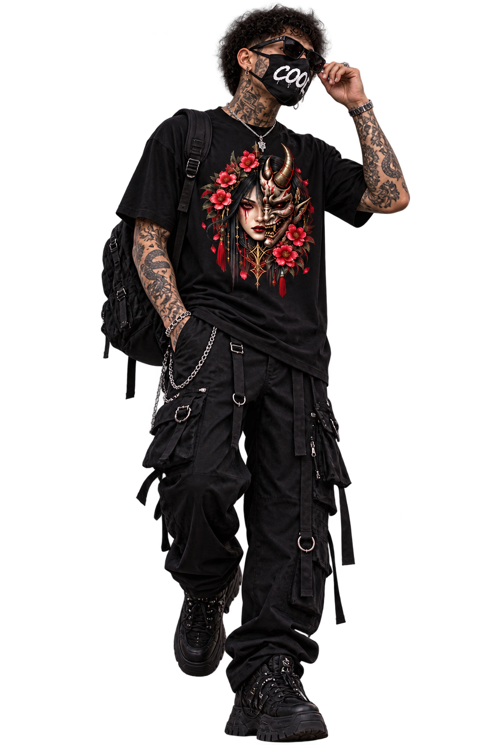 DARK REFLECTIONS – Crimson Oni | Japanese Gothic T-Shirt