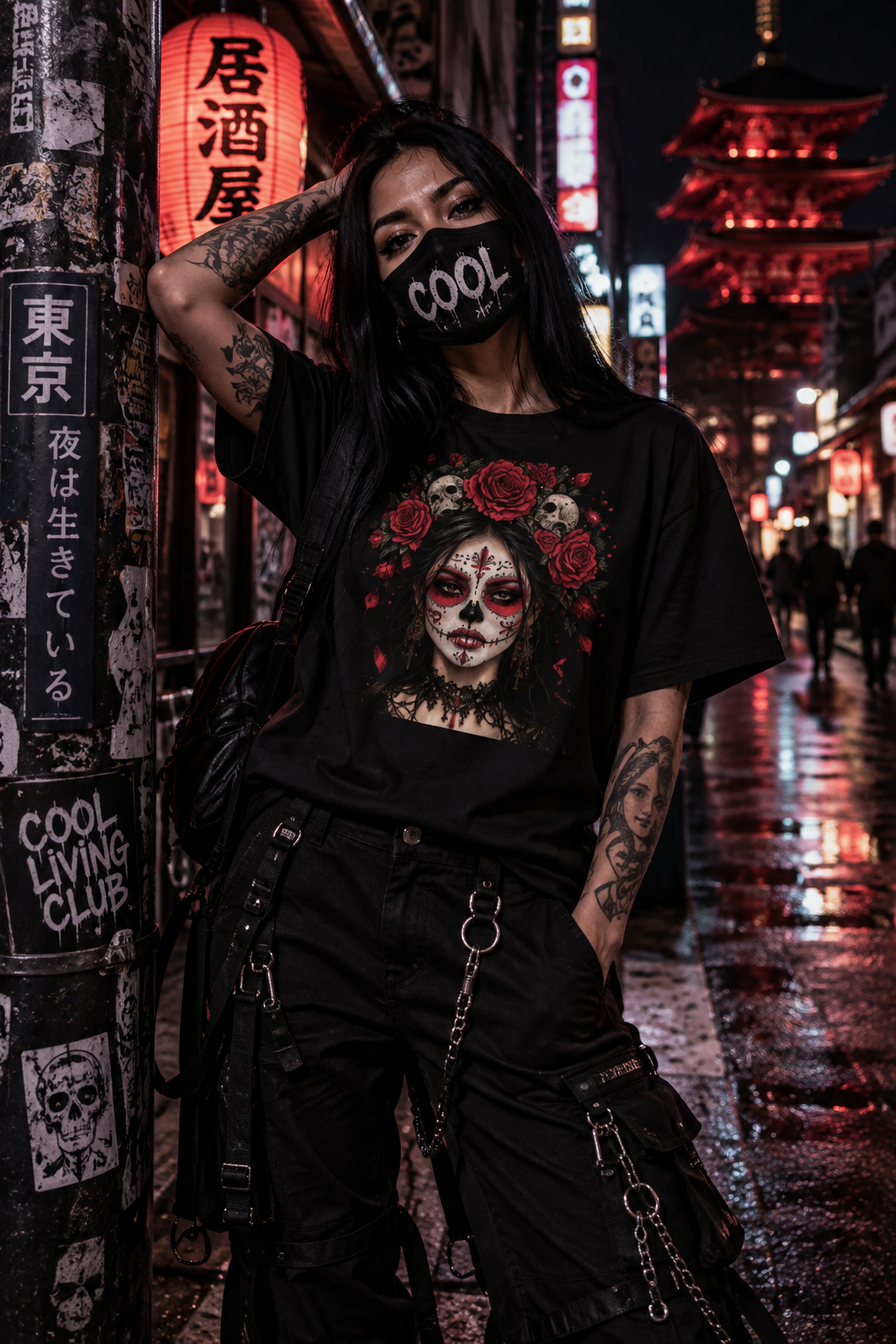 DARK REFLECTIONS – Crimson Veil | Gothic Rose T-Shirt