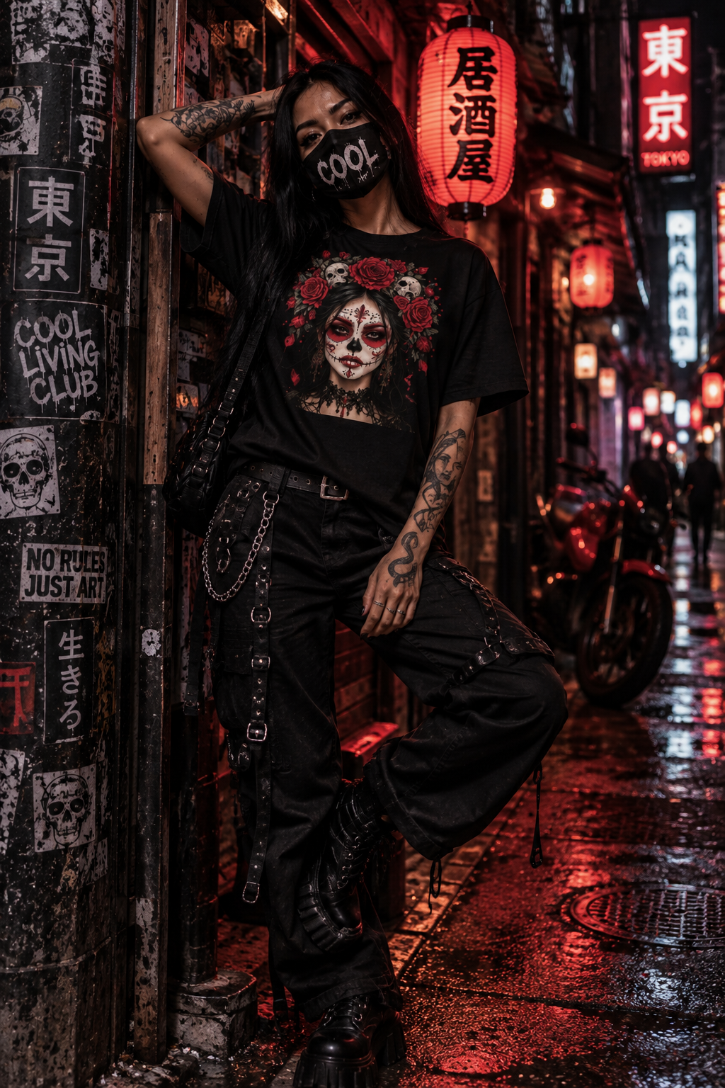 DARK REFLECTIONS – Crimson Veil | Gothic Rose T-Shirt