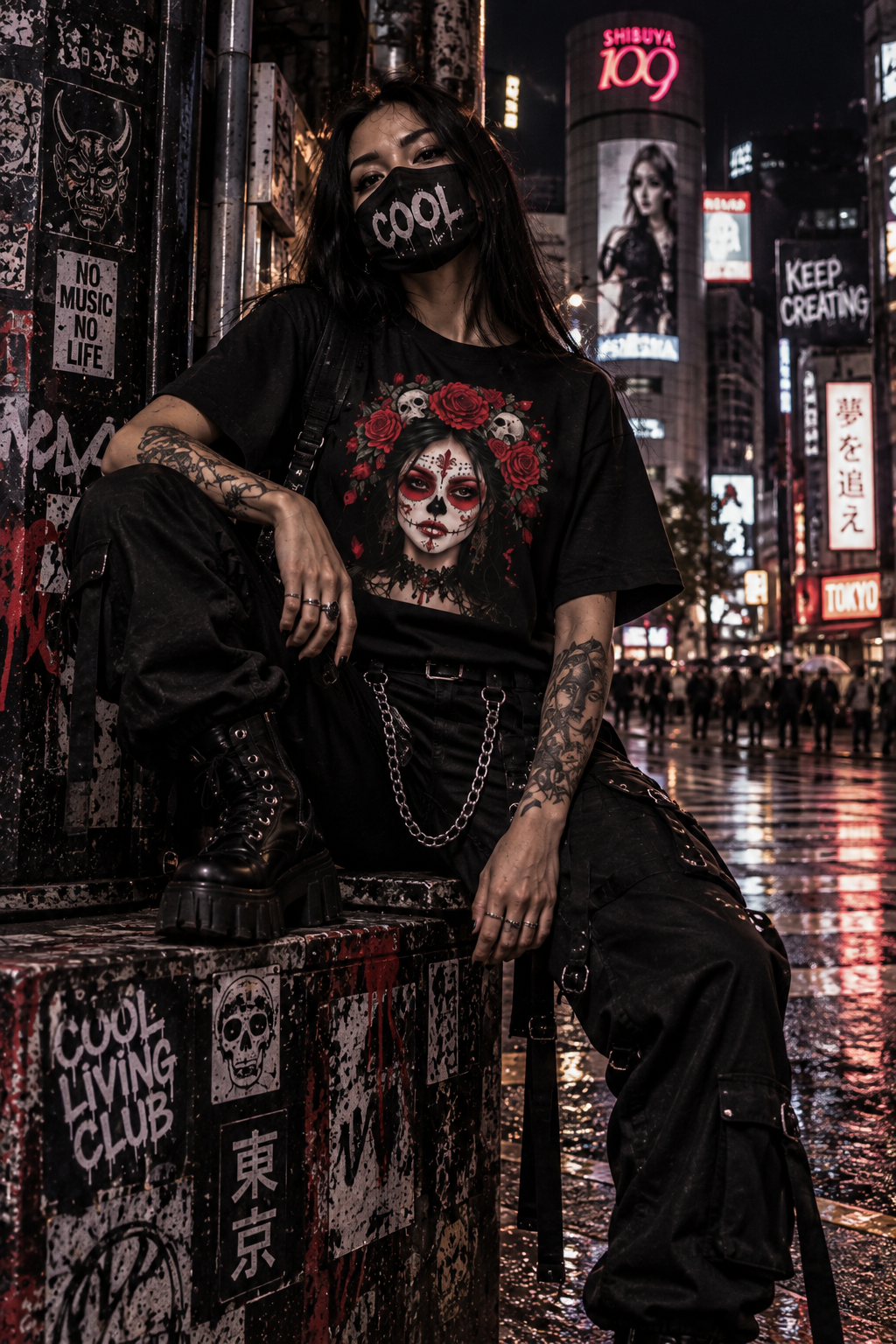 DARK REFLECTIONS – Crimson Veil | Gothic Rose T-Shirt
