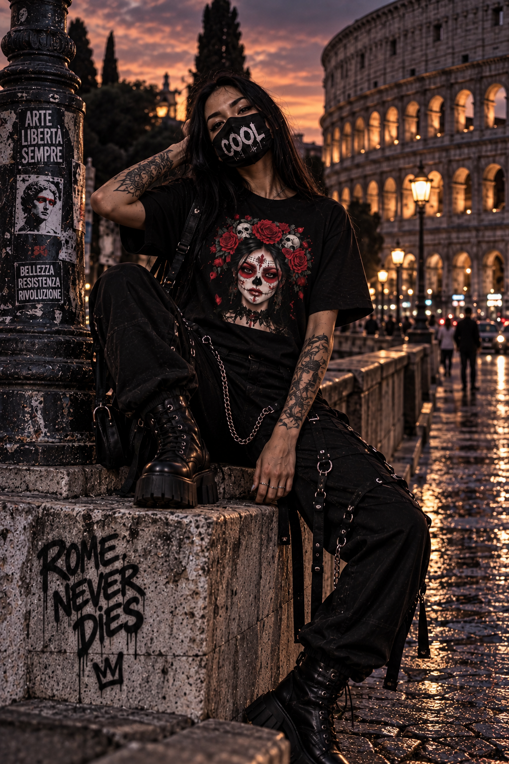 DARK REFLECTIONS – Crimson Veil | Gothic Rose T-Shirt