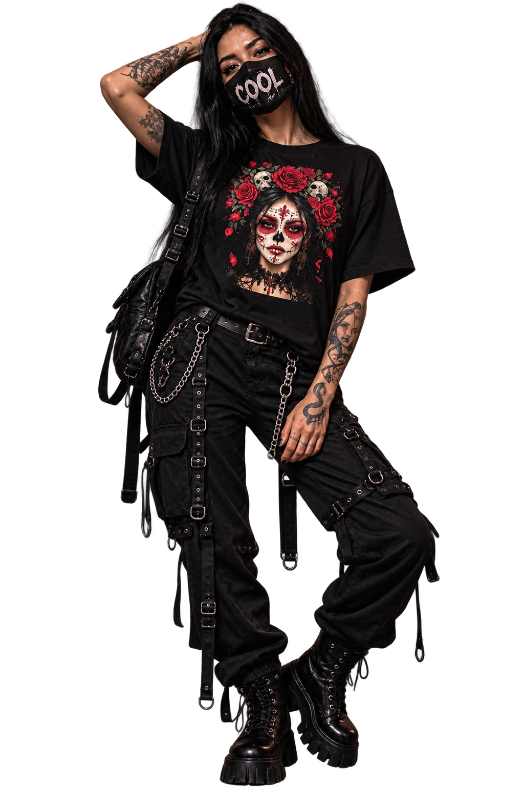DARK REFLECTIONS – Crimson Veil | Gothic Rose T-Shirt