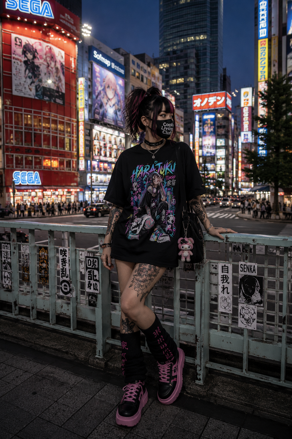 TOKYO GIRLS – Harajuku Neon Rebel | Japanese Streetwear T-Shirt