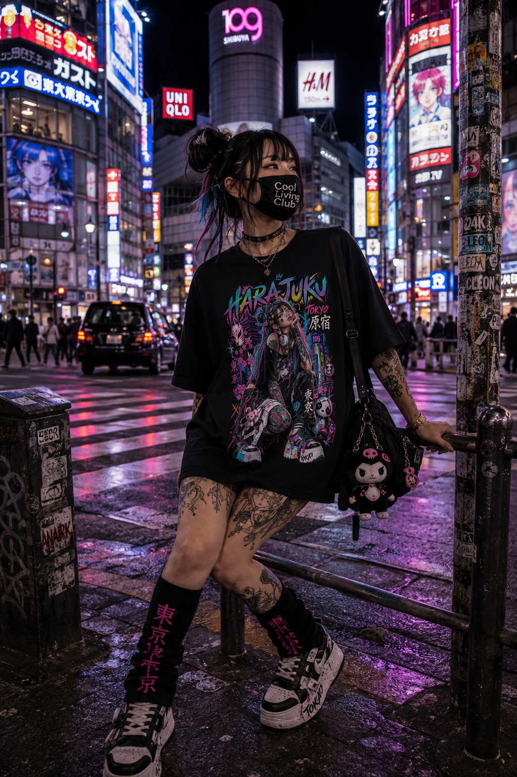 TOKYO GIRLS – Harajuku Neon Rebel | Japanese Streetwear T-Shirt