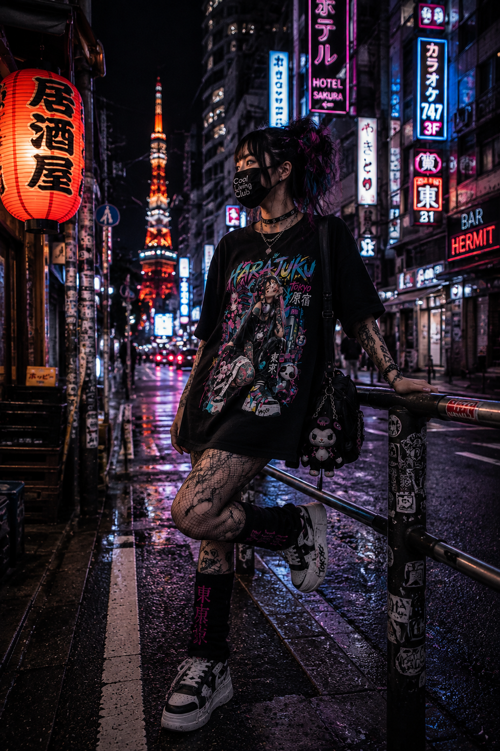 TOKYO GIRLS – Harajuku Neon Rebel | Japanese Streetwear T-Shirt