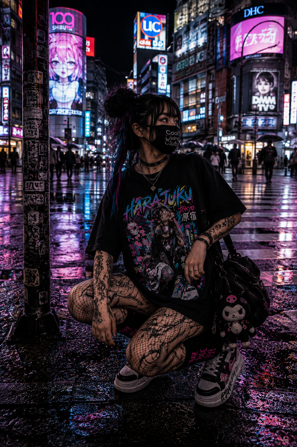 TOKYO GIRLS – Harajuku Neon Rebel | Japanese Streetwear T-Shirt