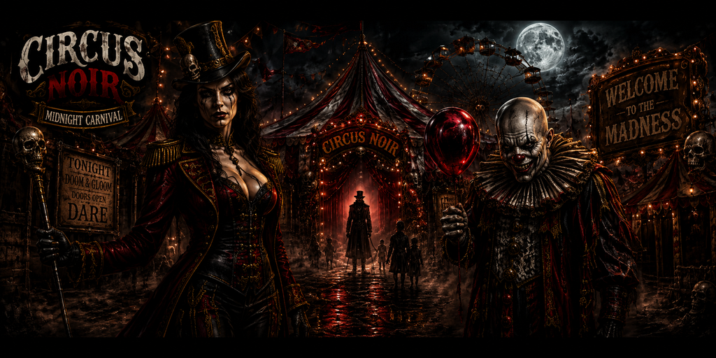 Mouse Pads-Circus Noir – Midnight Carnival | Premium Gothic Gaming Desk Mat | XXL Mouse Pad