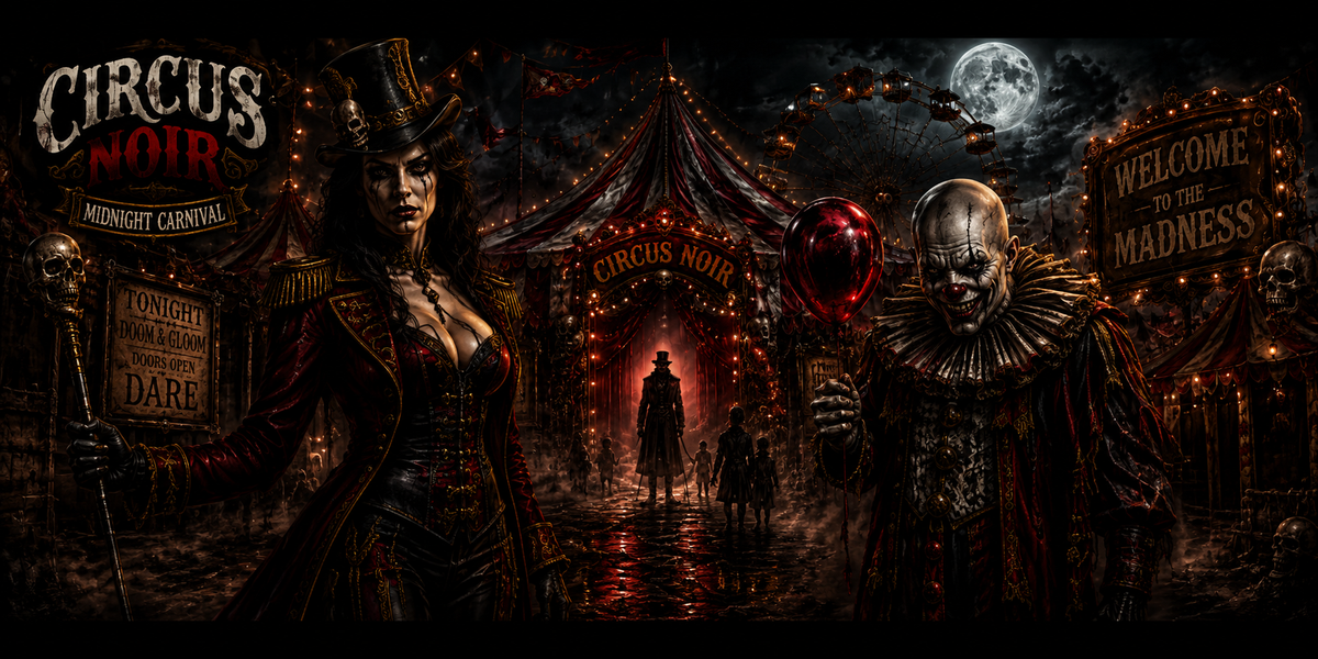 Mouse Pads-Circus Noir – Midnight Carnival | Premium Gothic Gaming Desk Mat | XXL Mouse Pad