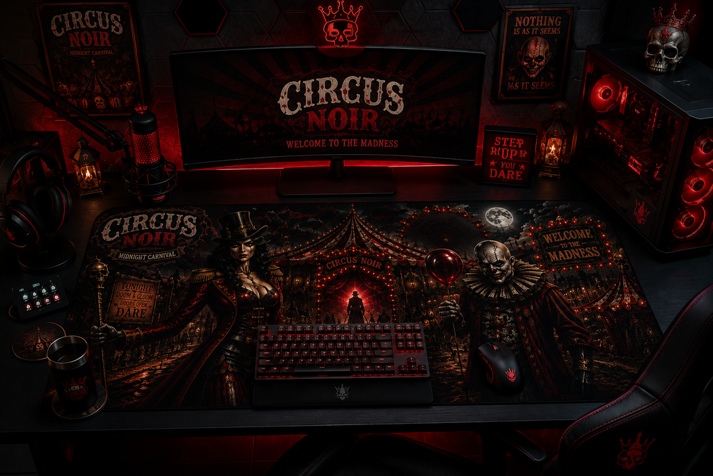 Mouse Pads-Circus Noir – Midnight Carnival | Premium Gothic Gaming Desk Mat | XXL Mouse Pad