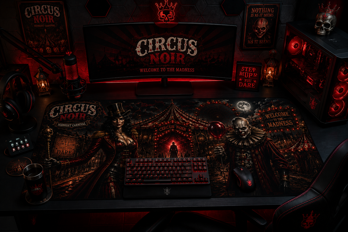 Mouse Pads-Circus Noir – Midnight Carnival | Premium Gothic Gaming Desk Mat | XXL Mouse Pad