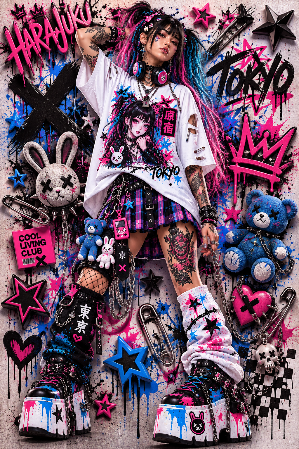 Graffiti Harajuku Girl 3D | Poster