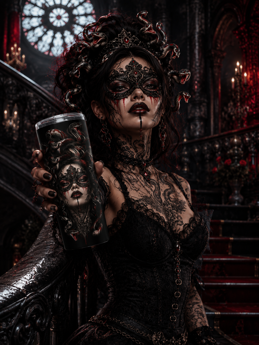 MEDUSA NOIR – Serpent Queen | 20oz Stainless Steel Tumbler | Gothic Snake Travel Mug | Dark Fantasy Coffee Cup | Horror Drinkware | Premium Insulated Cup | Cool Living Club