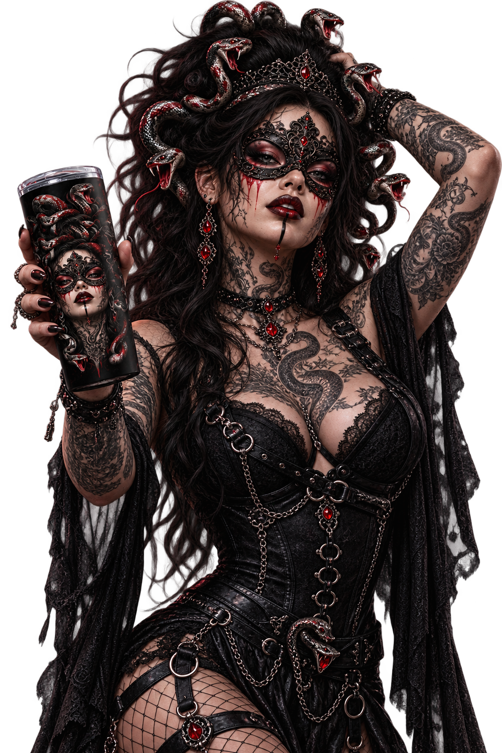 MEDUSA NOIR – Serpent Queen | 20oz Stainless Steel Tumbler | Gothic Snake Travel Mug | Dark Fantasy Coffee Cup | Horror Drinkware | Premium Insulated Cup | Cool Living Club