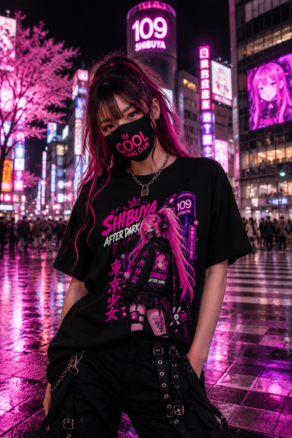 TOKYO GIRLS – Shibuya After Dark | Cyberpunk T-Shirt