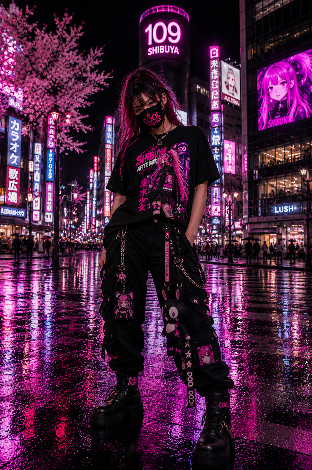 TOKYO GIRLS – Shibuya After Dark | Cyberpunk T-Shirt