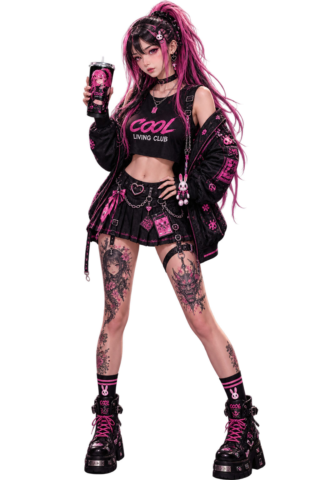SHIBUYA NEON – Neon Riot | White 20oz Insulated Tumbler | Tokyo Anime Cup | Cool Living Club