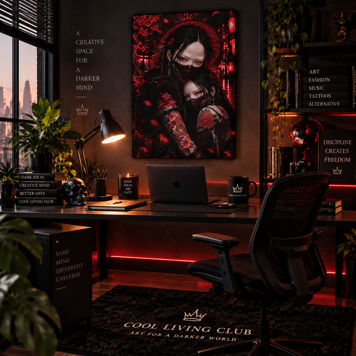 TOKYO GIRLS – Crimson Bond Matte Poster | Japanese Gothic Wall Art | Dark Anime Decor
