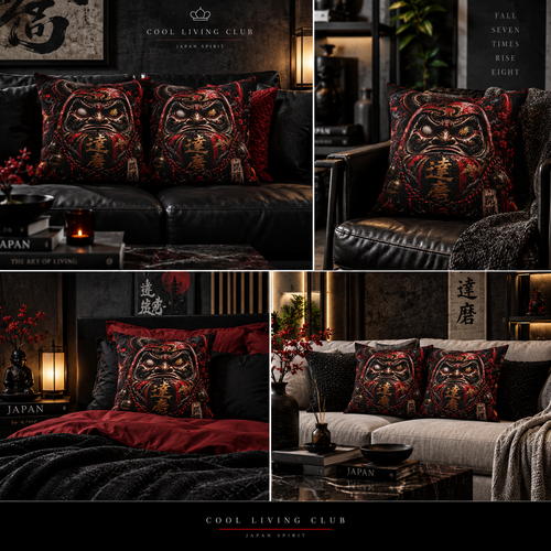 DARK DARUMA – Japanese Dragon | Throw Pillow
